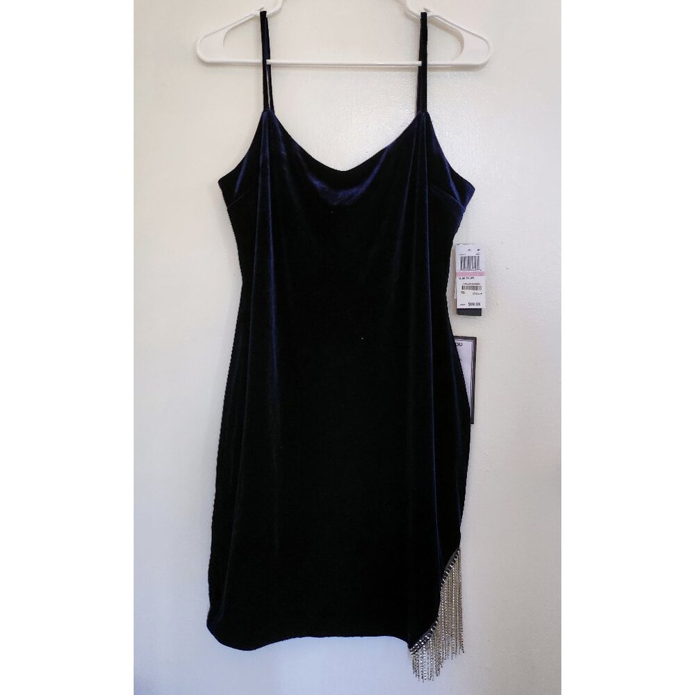 City Studio Slim Blue Velvet Dress